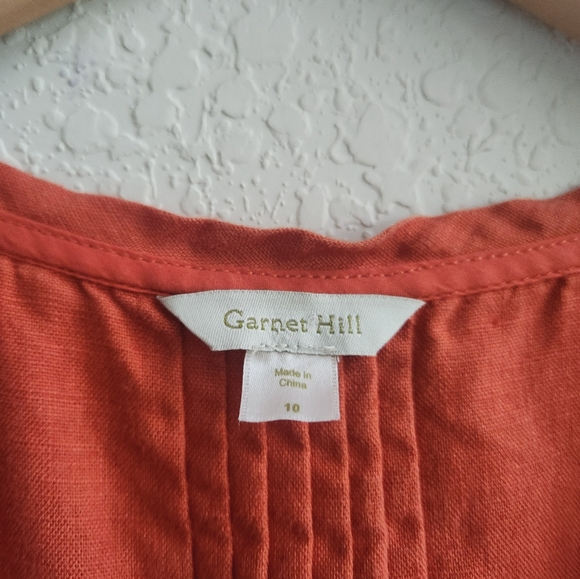 Garnet Hill Women's French Linen Dress in Orange Size 10 - Picture 6 of 7